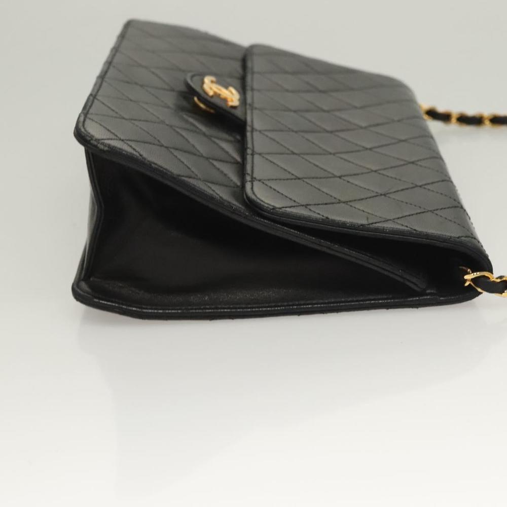 CHANEL Matelasse Chain Shoulder Bag Lamb Skin Black Gold CC Auth 131347 - Picture 3 of 16